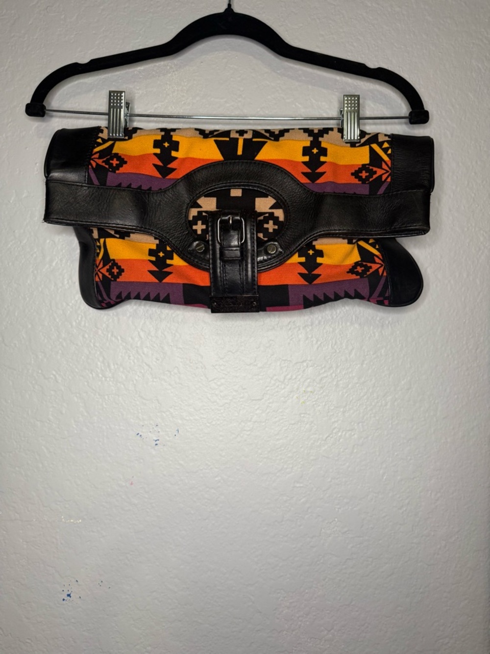 L.A.M.B. Southwestern-Print Clutch in Orange, Purple & Black